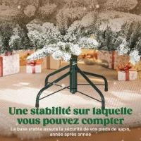 HOMCOM Sapin de Noël artificiel floqué de neige 150 cm, arbre de Noël avec 768 branche, support en métal pliable, vert(m-8)