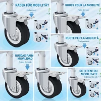 HOMCOM Scaun cu rotile cu WC impermeabil 4 în 1 cu suporturi pentru picioare rabatabile, din aluminiu și plastic, negru(m-8)