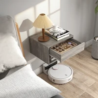 HOMCOM Lot de 2 tables de chevet murales, tables de nuit, tiroir, compartiment ouvert, plateau, 37 x 32 x 21 cm, gris(m-9)