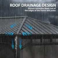 Outsunny 2 x 3.5 m Hardtop Gazebo with Galvanised Steel Roof, Waterproof Permanent Pavilion Garden Gazebo with Netting and Curtains for Patio, Deck, Dark Grey(m-5)