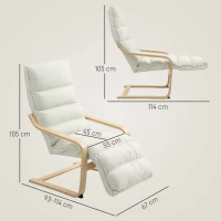 HOMCOM Fauteuil salon, fauteuil d'appoint rembourré en velours, repose-pieds réglable et structure en acier, 67x93x105cm, crème(m-3)