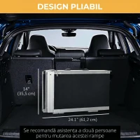 HOMCOM Rampă Pliabilă pentru Scaun cu Rotile din Aluminiu cu Strat Antiderapant și Margini, 122x73,5 cm, Negru(m-7)
