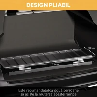 HOMCOM Rampă pliabilă pentru scaun cu rotile din aluminiu cu deflectoare și autocolante, 122x73,6x5,1 cm, neagră(m-6)