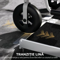 HOMCOM Rampă Pliabilă pentru Scaun cu Rotile din Aluminiu cu Strat Antiderapant și Margini, 122x73,5 cm, Negru(m-8)