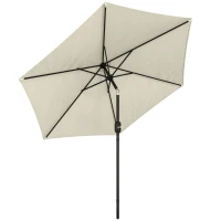 Outsunny 2.6 m Garden Parasol Umbrella with Aluminium Pole, Outdoor Patio Umbrella with Tilt and Crank, Vent, Cream White(m-1)