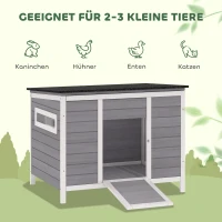PawHut Entenstall wetterfest Entenhaus aus Holz mit herausnehmbar Boden Schiebefenster aufklappbar Asphaltdach 93x70x72cm Grau(m-8)