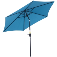 Outsunny Chapéu de Sol de Jardim Ø260x235 cm Chapéu de Sol Reclinável com Manivela Mastro Desmontável em Alumínio e 6 Varetas de Metal  Azul