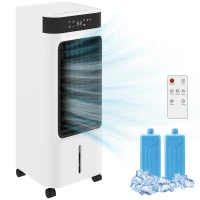 HOMCOM Mobilna chłodnica powietrza, 3-w-1 chłodzenie ewaporacyjne z 7-litrowym zbiornikiem, funkcja oscylacji 48°, biały(m-11)