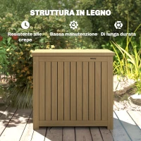 Outsunny Cassapanca da Esterno 130L con Coperchio Cerniere e Cinghia, in Legno, 63x51x58.5 cm, Marrone(m-7)
