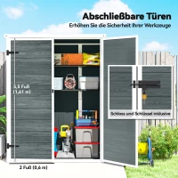 Outsunny Gerätehaus 0,8m², Geräteschuppen mit klappbar Regale, 134 x 68,5 x 170 cm Kunststoff  mit Abschließbar Doppeltür Boden(m-6)