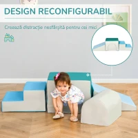 HOMCOM Set 4 Blocuri de Construcții Moi pentru Copii cu Vârsta de 1-3 Ani, Modulabile, Multicolor(m-5)