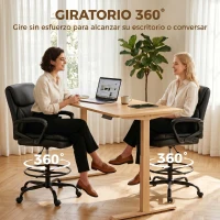 HOMCOM Silla de Dibujo Silla de Escritorio Ergonómica Giratoria con Altura y Reposapiés Ajustable Negro(m-8)