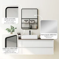 HOMCOM Miroir mural rectangulaire 50 x 40 cm, miroir décoratif moderne avec cadre en métal pour salon, entrée, couloir, noir(m-6)