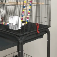 PawHut Cage à oiseaux sur roues 46 x 36 x 120 cm 2 mangeoires 2 perchoirs étagère cage pour perruche calopsitte conure pinson canaris(m-9)