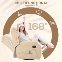 HOMCOM Fotoliu de Ralaxare cu 8 puncte de masaj și Încălzire, Fotoliu Reclinabil cu Suport pentru Picioare, 97x92x104 cm, Bej(m-5)