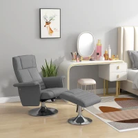 HOMCOM Fauteuil relax massant avec pouf, fauteuil TV avec dossier inclinable siège pivotant à 360° 78 x 95 x 88 cm gris foncé(m-10)