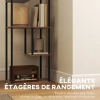 HOMCOM Lampadaire avec étagères, lampadaire sur pied de salon dimmable, télécommande, 40 x 29 x 171 cm, brun rustique(m-6)