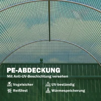 Outsunny Rundbogen-Gewächshaus, 6 Netzfenster, transparente Folie, Metallrahmen, 3,95 x 1,95 x 1,90m, Grün(m-4)