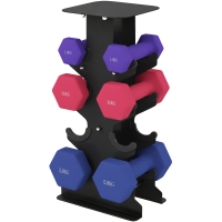 SPORTNOW Hanteln Set 3 Paar Kurzhanteln mit Aufbewahrungsständer rutschfeste Griff, 1-5 kg Hexagon