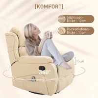 HOMCOM Fotoliu de Ralaxare cu 8 puncte de masaj și Încălzire, Fotoliu Reclinabil cu Suport pentru Picioare, 97x92x104 cm, Bej(m-7)