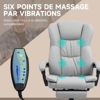 Vinsetto Fauteuil de bureau massant, chaise de bureau avec hauteur réglable, dossier inclinable et télécommande filaire, gris(m-4)