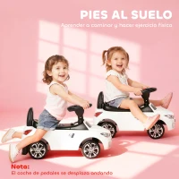 HOMCOM Coche Correpasillos para Niños de 18-36 Meses con Faros Música Bocina Volante Espacio de Almacenaje y Asa Blanco(m-8)