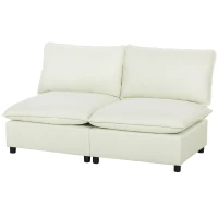 HOMCOM Canapé 2 places modulable, canapé de salon moderne 146 cm sans accoudoirs avec assise large, coussins épais, crème(m-1)