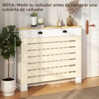 HOMCOM Cubre Radiadores de MDF con 2 Cajones Cubierta para Radiador para Salón Dormitorio Pasillo 111x19x95,5 cm Blanco(m-7)