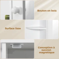 HOMCOM Armoire Murale avec Miroir Salle de Bain Meuble Miroir avec Rangement Toilettes 1 Porte + étagères latérales Blanc(m-8)
