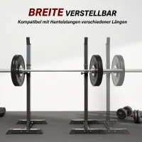 HOMCOM Hantelständer, 2er-Set, bis 150 kg belastbar, höhenverstellbar, Stahl, weiß+schwarz, 52 x 48 x 160 cm(m-6)