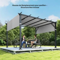 Outsunny Lot de 2 toiles de rechange pergola rétractable 4,9 x 1,2 m pour pergola de 3 x 3 m polyester protection UV gris clair(m-8)