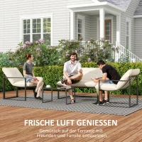 Outsunny Gartenmöbel-Set, 1 Glastisch, 2 Sessel. 1 Sofa, wetterbeständig,114 cm x 70 cm x 67 cm, Grau+Beige(m-7)