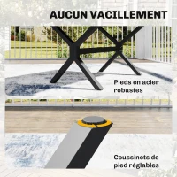 Outsunny Table de Jardin Extensible Aluminium Table de Repas Extérieure Effet Bois 8-10 Personnes 214x85x73cm Gris Anthracite(m-6)