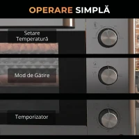 HOMCOM Cuptor Electric de 30L cu 3 Funcții de Gătire, Temperatura Reglabilă și Timer, 1600W, Argintiu(m-11)
