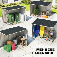 Outsunny Gartenlagerschuppen, Werkzeugschuppen für Gartengeräte, Fenster, Lüftungsöffnungen, abschließbar, Stahl, Dunkelgrau(m-8)