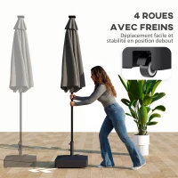 Outsunny Pied de parasol Carrée, socle parasol extérieur Remplissable jusqu'à 61 kg Sable ou 40 kg Eau, 54,5 x 54,5 x 40 cm, noir(m-6)