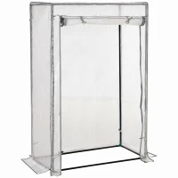 Outsunny Serre de jardin, serre de balcon, bâche renforcée PE, châssis en acier, porte zippée enroulable, 100 x 50 x 150 cm blanc(m-11)