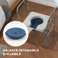 HOMCOM Scaun comod WC pentru vârstnici și persoane cu dizabilități 4 în 1 reglabil pe înălțime, cu brațe capitonate, gri(m-7)