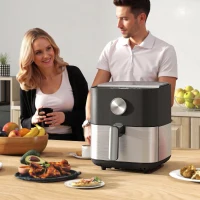 Frigider cu Aer HOMCOM de 8L, 1700W cu 8 Programe și Circulație de Aer Cald la 360°, Display LED, Negru(m-9)