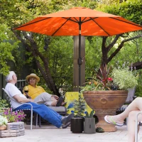 Outsunny 2.6 m Garden Parasol Umbrella with Aluminium Pole, Outdoor Patio Umbrella with Tilt and Crank, Vent, Orange(m-2)