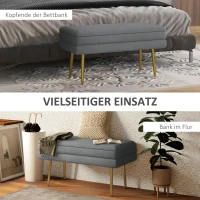 HOMCOM Sitzbank Polsterbank, mit Stauraum, Stahl, 79,5 cm x 37,5 cm x 43 cm, Dunkelgrau(m-6)
