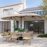 Outsunny Umbrela de Gradina Dubla 460x270cm Deschidere cu Manivela, Baza Transversala si Balast, Otel si Poliester Kaki(m-9)