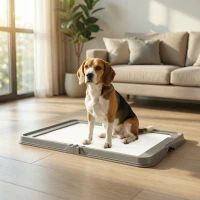 PawHut Inodoro para Perros Plegable 86x62 cm Bandeja Sanitaria Perros Entrenamiento 3 Almohadillas Pies Antideslizantes Gris(m-2)