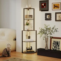 HOMCOM Lampadaire sur pied salon, lampadaire avec étagères d'angle à 4 niveaux, luminosité réglable, 55,5 x 39,5 x 163 cm, noir(m-7)