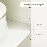 HOMCOM Küchenwagen rollbar Servierwagen Küchentrolley mit höhenverstellbaren Einlegeböden Handtuchhalter für Küche Esszimmer MDF Landhausstil Cremeweiß 63 x 45,5 x 91,5 cm(m-7)
