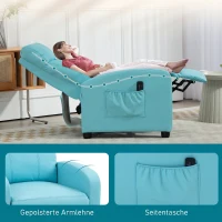 HOMCOM Fotoliu Relax de Masaj cu Telecomandă și 8 Programe, Rabatabil și cu Suport pentru Picioare, Albastru(m-7)