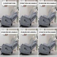 HOMCOM Fotoliu cu Funcție de Ridicare, Reclinabil până la 135°, 8 Puncte de Masaj, Telecomandă și Suport pentru Picioare, 88x99x106 cm, Gri(m-5)