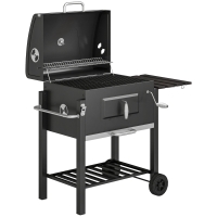 Outsunny Grill węglowy Smoker BBQ, 1 półka, 1 uchwyt na ręcznik, 2 ruszty, 113 x 65 x 108 cm, Czarny