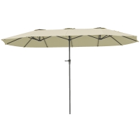 Outsunny Chapéu de Sol Duplo 4x2,2 m Chapéu de Sol para Jardim com Manivela Manual Impermeável e Proteção UV30+ Creme