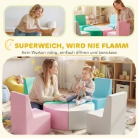 AIYAPLAY 8 TLG. Schaumstoff Bausteine Kinder Softbausteine mit Tisch- und Stuhldesign klettern Bauklötze aus PU Mehrfarbig(m-5)